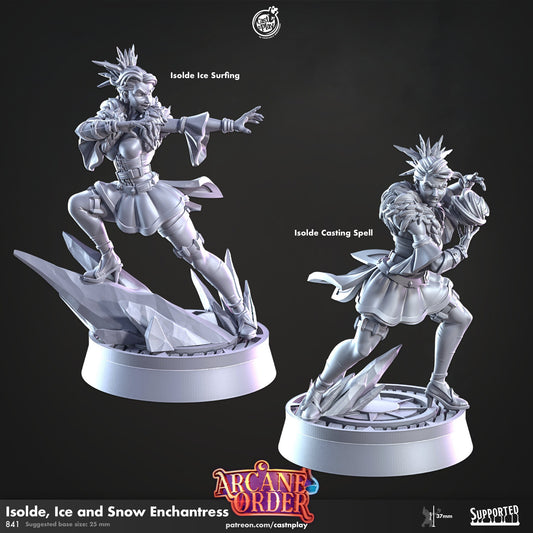 Isolde Ice and Snow Enchantress Miniature - 28mm D&D Pathfinder RPG Resin Figure - Arcane Order Series - Tabletop Gaming Collectible