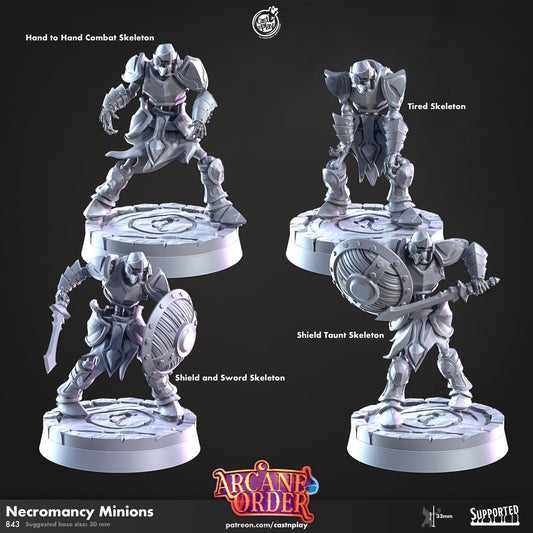 Necromancy Minions Skeleton Miniature Set - 28mm D&D Pathfinder RPG Resin Figures - Arcane Order Series - Tabletop Gaming Collectible