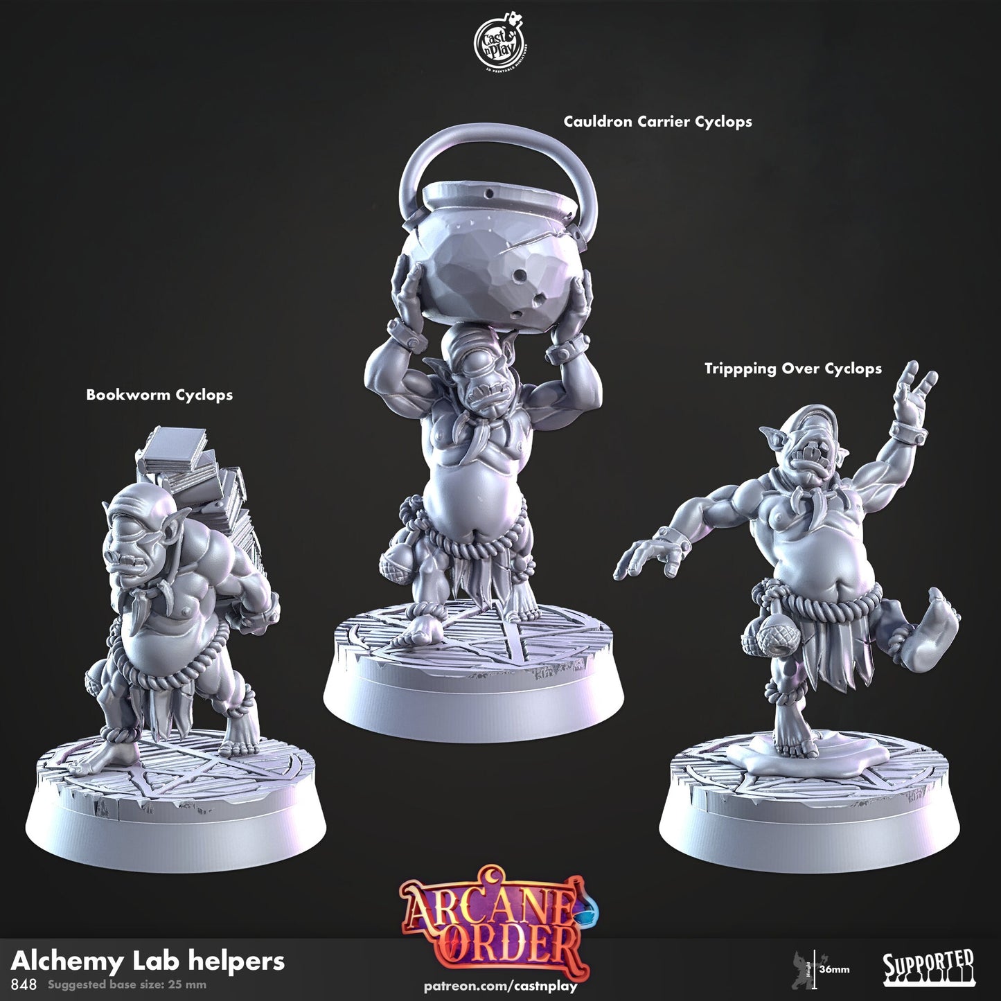 Alchemy Lab Helpers Cyclops Miniature Set - 28mm D&D Pathfinder RPG Resin Figures - Arcane Order Series - Tabletop Gaming Collectible