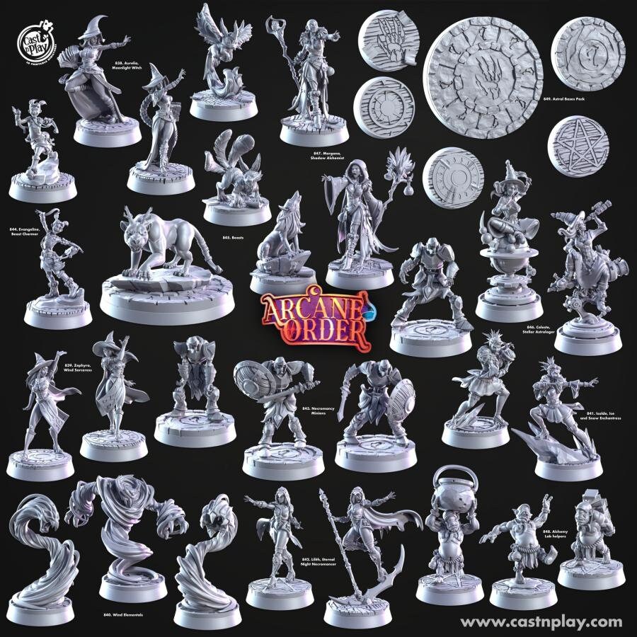 Arcane Order Series Miniature Set - 28mm D&D Pathfinder RPG Figures - Fantasy Resin Collection for Tabletop Gaming