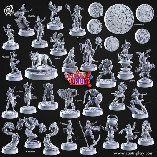 Arcane Order Series Miniature Set - 28mm D&D Pathfinder RPG Figures - Fantasy Resin Collection for Tabletop Gaming