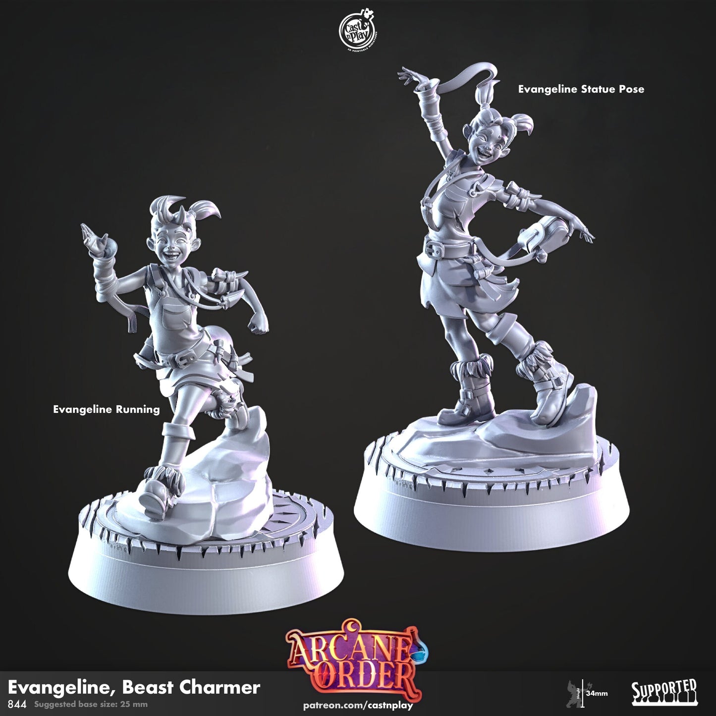 Evangeline Beast Charmer Miniature - 28mm D&D Pathfinder RPG Resin Figure - Arcane Order Series - Tabletop Gaming Collectible